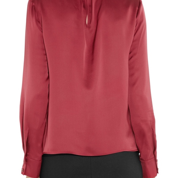 Authentic Stella McCartney Red Silk Long Sleeve V Neck Blouse Top Sz 44 - Picture 2 of 8